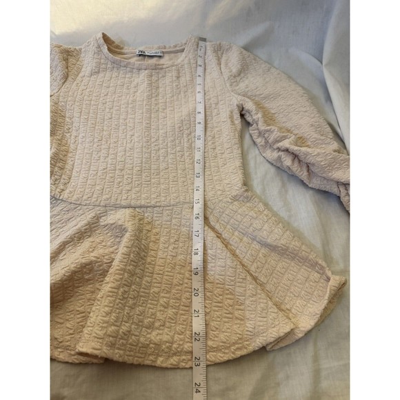 NWTOT ZARA Woman nude SWEATSHIRT Baloon  Sleeve Size S‎ textured 7114 new - Picture 6 of 10